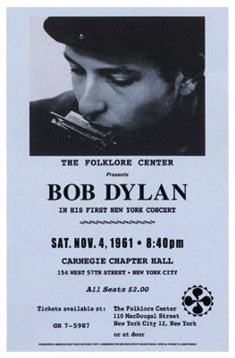 Bob Dylan, Carnegie Hall, 1961