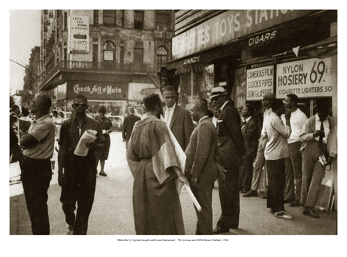 Harlem, 1962: 7th Avenue & 125th Street (depicts Malcolm X, Captain Joseph & Jesus Emmanuel)