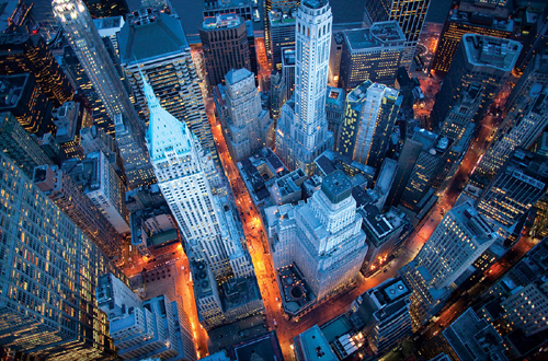 Aerial View of Wall Street