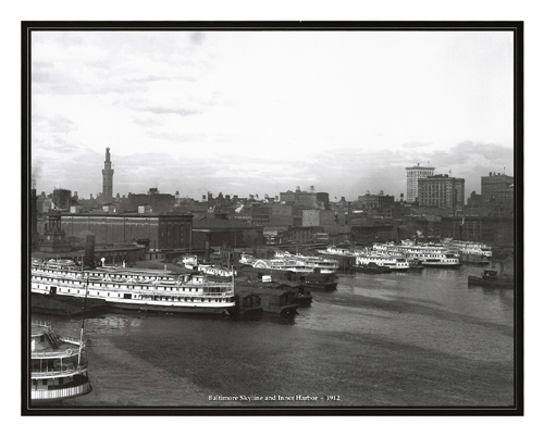 Baltimore Skyline and Inner Harbor, 1912