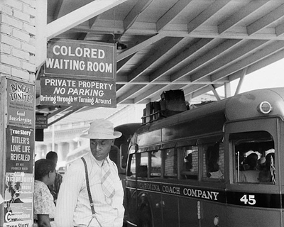 Segregated Bus Stop, Durham, North Carolina, 1940