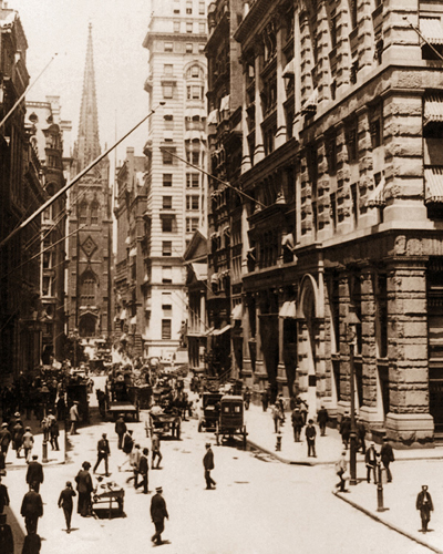 Wall Street and Trinity Church, New York, 1910