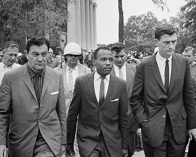 James Meredith, First African American Student at University of Mississippi, with US Marshals, 1962