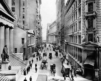 View of Wall Street from Nassau Street, New York, 1911