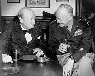 Winston Churchill and Dwight D. Eisenhower at Raleigh Tavern, Williamsburg, VA, 1946