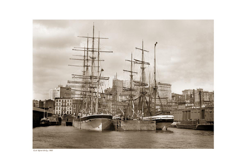 East River Docks, 1900 (sepia)