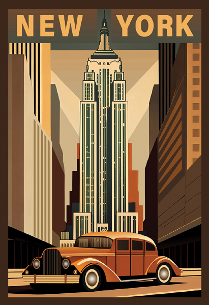 New York (Empire State Building & Classic Car)