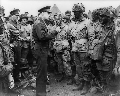 General Dwight D. Eisenhower with 101st Airborne Troops in England: D-Day, June 6, 1944