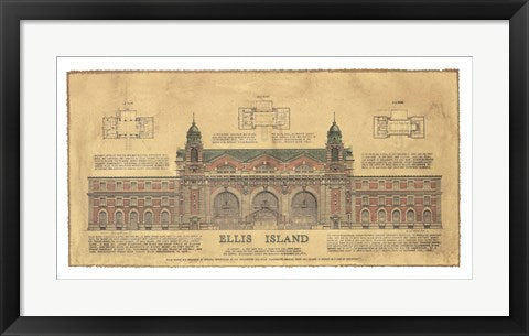 Framed Art Ellis Island by Roger Vilar | 14 1/8 x 26 1/4