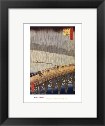 Framed Art Sudden Shower (mini) by Utagawa Hiroshige | 12 x 9