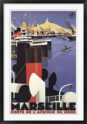 Framed Art Marseille by Roger Broders | 38 1/4 x 24 1/2