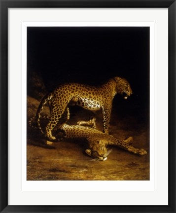 Framed Art Two Leopards by Jacques-Laurent Agasse | 28 x 22