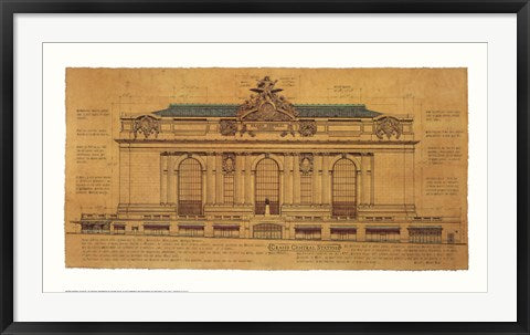 Framed Art Grand Central Station (Facade) by Roger Vilar | 21 1/4 x 37 3/4 Art...