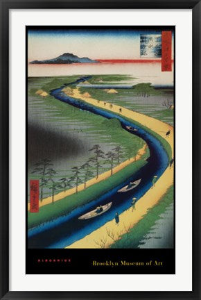 Framed Art Towboats Along the Yotsugi-Dori Canal by Utagawa Hiroshige