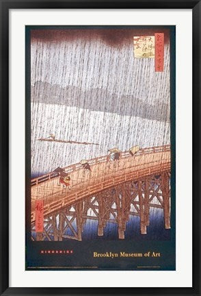 Framed Art Sudden Shower by Utagawa Hiroshige | 36 x 22