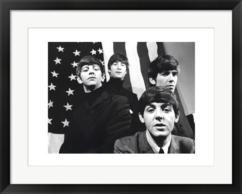 Framed Art The Beatles, American Flag 18 x 24