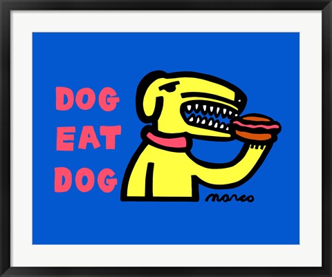 Framed Art Dog Eat Dog by Peter Marco | 24 x 30