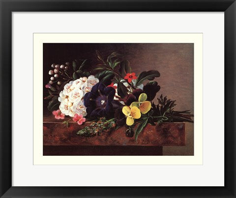 Framed Art A Still Life of Spring Flowers by Johan Laurentz Jensen