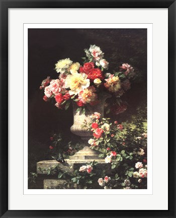 Framed Art Peonies and Roses by Louis Marie Lemaire | 24 x 18