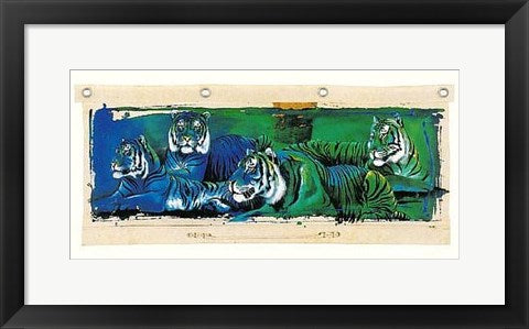 Framed Art Wild Tigers by Rolf Knie | 9 x 19 3/4