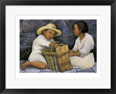 Framed Art Dos Ninos by Diego Rivera | 15 3/4 x 19 3/4