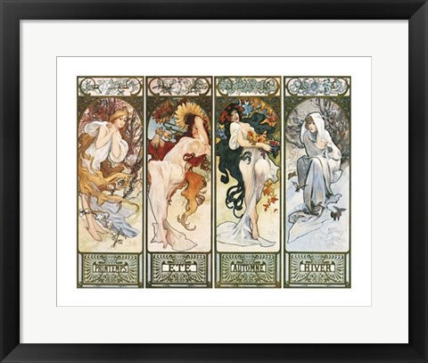 Framed Art Les Saisons by Alphonse Mucha | 15 3/4 x 19 3/4