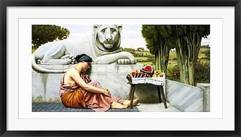 Framed Art The Fruit Girl by John William Godward | 19 3/4 x 39 1/2