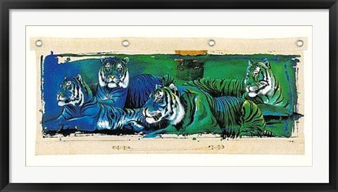 Framed Art White Tigers by Rolf Knie | 19 3/4 x 39 1/2