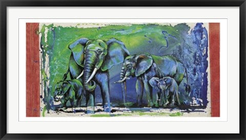 Framed Art Wild Elephants by Rolf Knie | 19 3/4 x 39 1/2