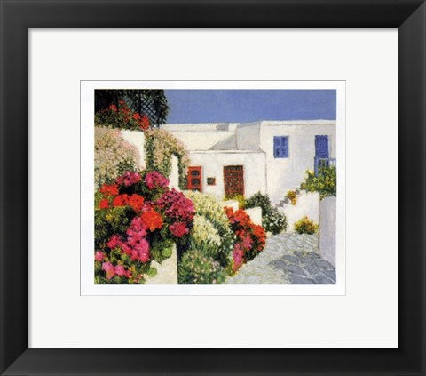 Framed Art Passage Fleuri a Mykonos by Florence Arven | 9 1/2 x 11 3/4