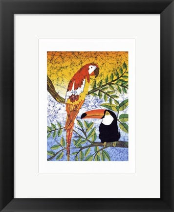 Framed Art Tucan & Parrots by Pablo Mendes | 11 3/4 x 9 1/2