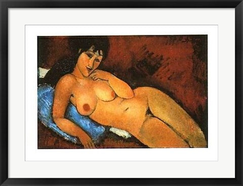 Framed Art Nu Sur Coussin Bleu by Amedeo Modigliani | 19 3/4 x 27 1/2