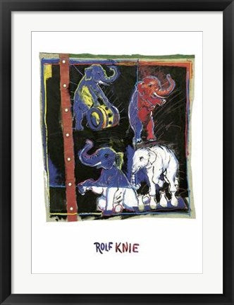 Framed Art Four Elephants by Rolf Knie | 27 1/2 x 19 3/4