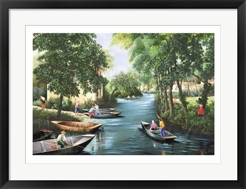 Framed Art Sous les Ombrages du Marais Poietvin by Fernand Toussaint