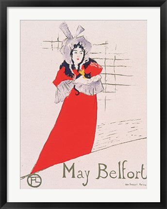 Framed Art May Belfort by Henri de Toulouse-Lautrec | 31 x 23 3/8