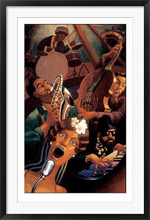 Framed Art Jazz Quintet by Justin Bua | 44 x 28