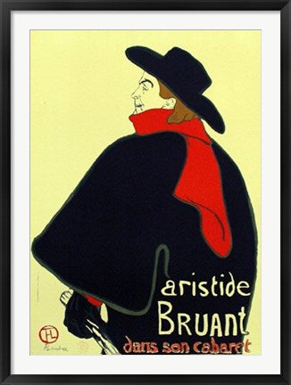 Framed Art Aristide Bruant by Henri de Toulouse-Lautrec | 38 3/4 x 27 1/2 Art ...
