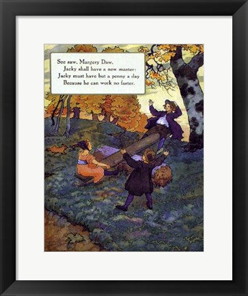 Framed Art Seesaw Margery Daw by Mother Goose Collection | 16 1/2 x 13