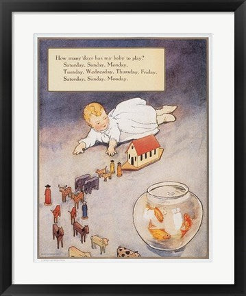 Framed Art How Many Days by Mother Goose Collection | 23 3/4 x 18 3/4