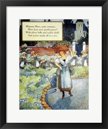 Framed Art Mistress Mary Quite Contrary by Mother Goose Collection