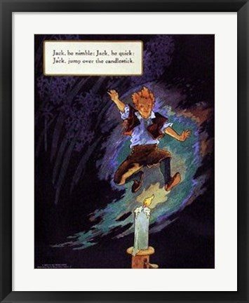 Framed Art Jack Jump Over the Candlestick by Mother Goose Collection