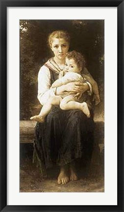 Framed Art The Two Sisters by William-Adolphe Bouguereau | 28 x 16