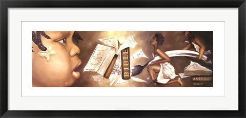 Framed Art Tough to Swallow (Girl) by Edwin Lester | 13 x 34