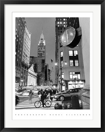 Framed Art Chrysler Clock, Madison Avenue by Henri Silberman | 31 1/2 x 23 1/2...