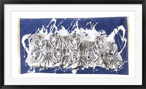 Framed Art Nine White Tigers by Rolf Knie | 19 3/4 x 39 1/2