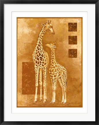 Framed Art Mother Giraffe with Young by Philippe Genevrey | 31 1/2 x 23 1/2 Ar...
