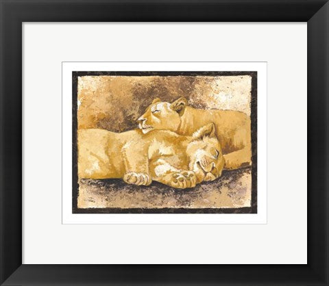 Framed Art Sleeping Lions by Philippe Genevrey | 9 1/2 x 11 3/4
