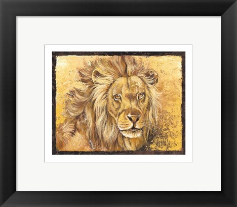 Framed Art Lion Portrait by Philippe Genevrey | 9 1/2 x 11 3/4