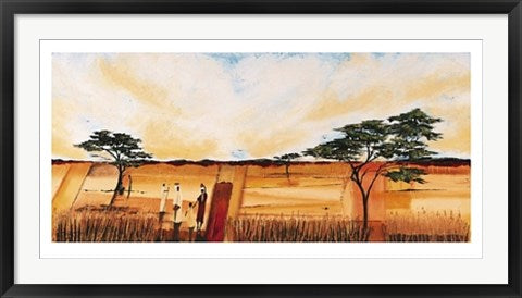 Framed Art Bhundu Landscape I by Emilie Gerard | 19 3/4 x 39 1/2