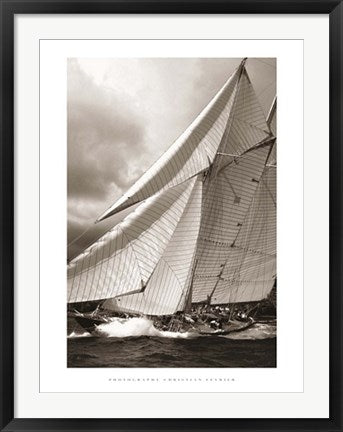Framed Art Schooner Mariette by Christian Fevrier | 31 1/2 x 23 1/2